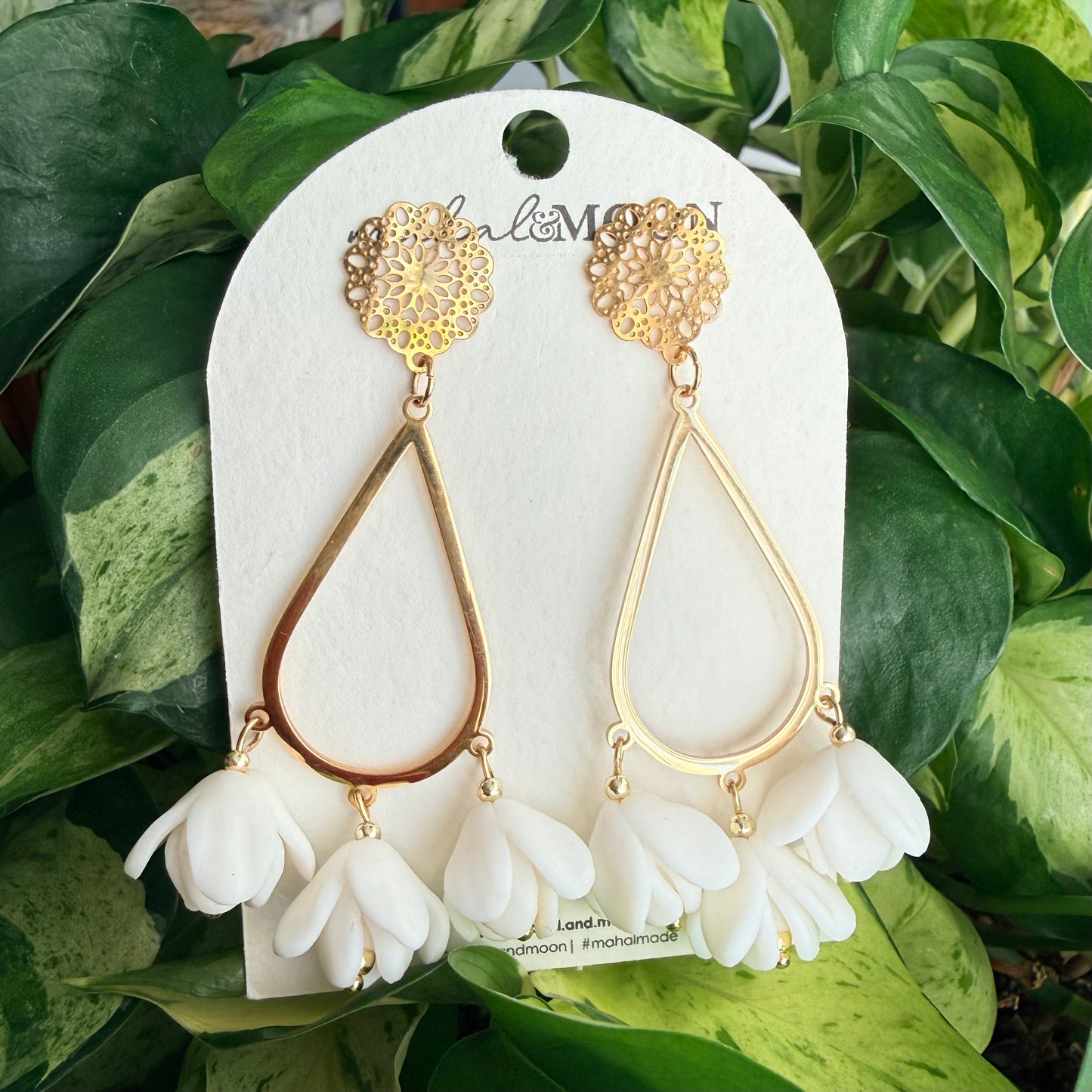 Sampaguita chandelier earrings