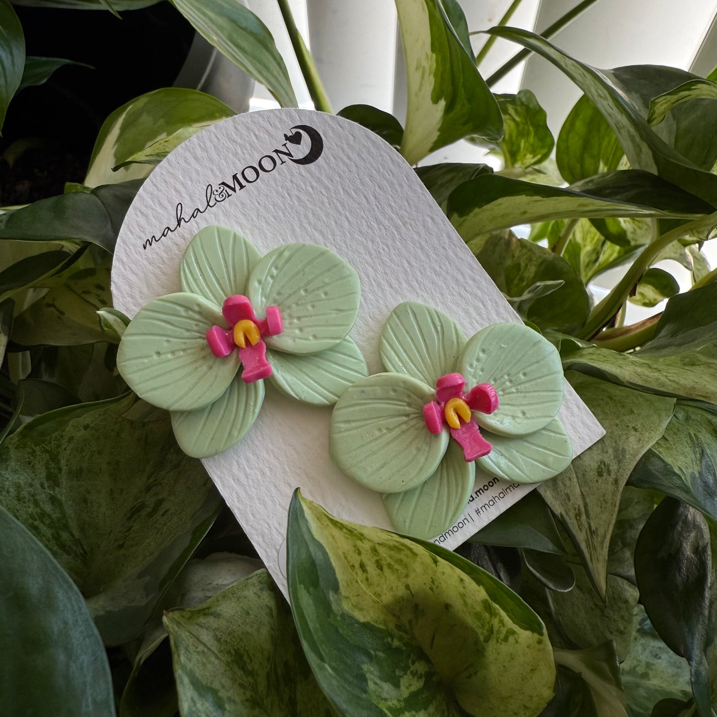 Large orchid studs