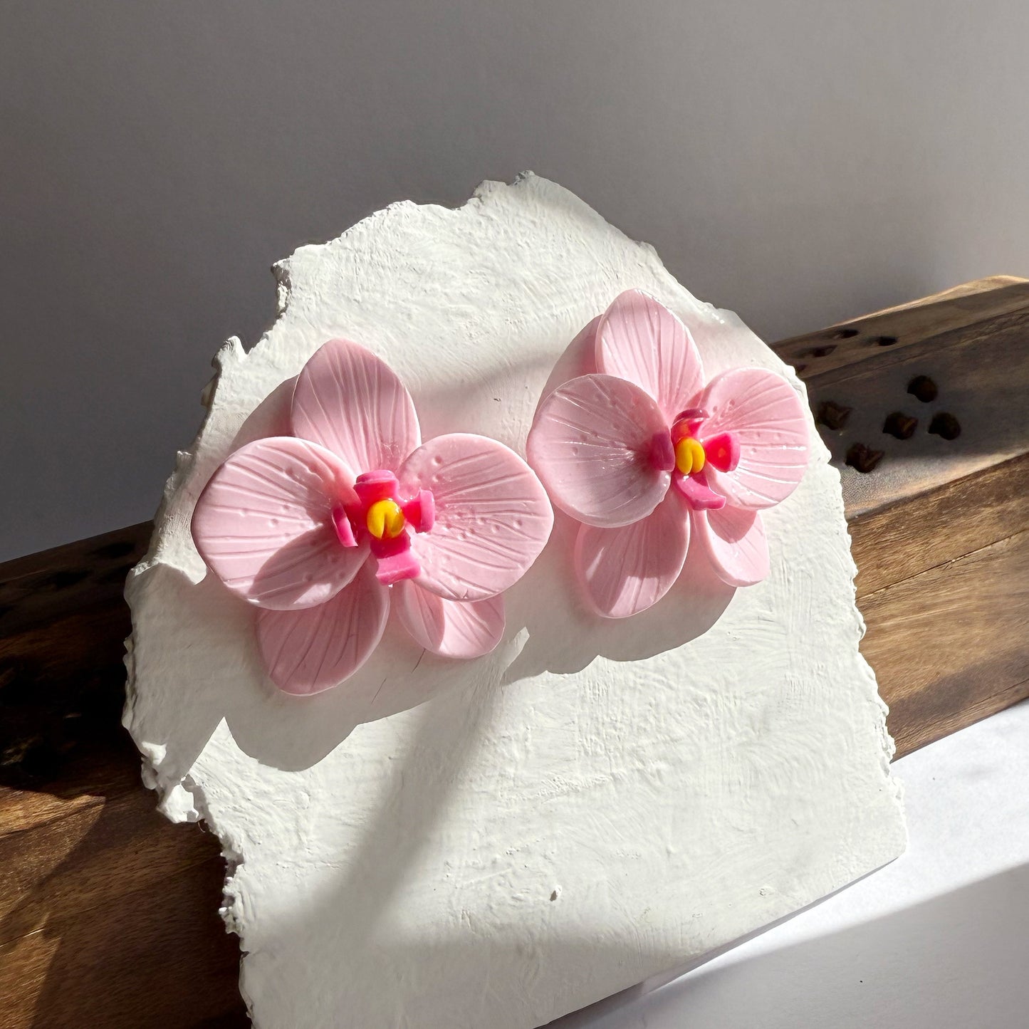 Large orchid studs