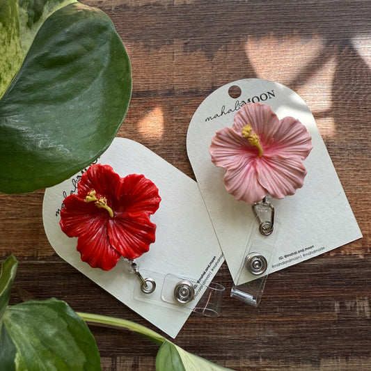 Hibiscus badge reel