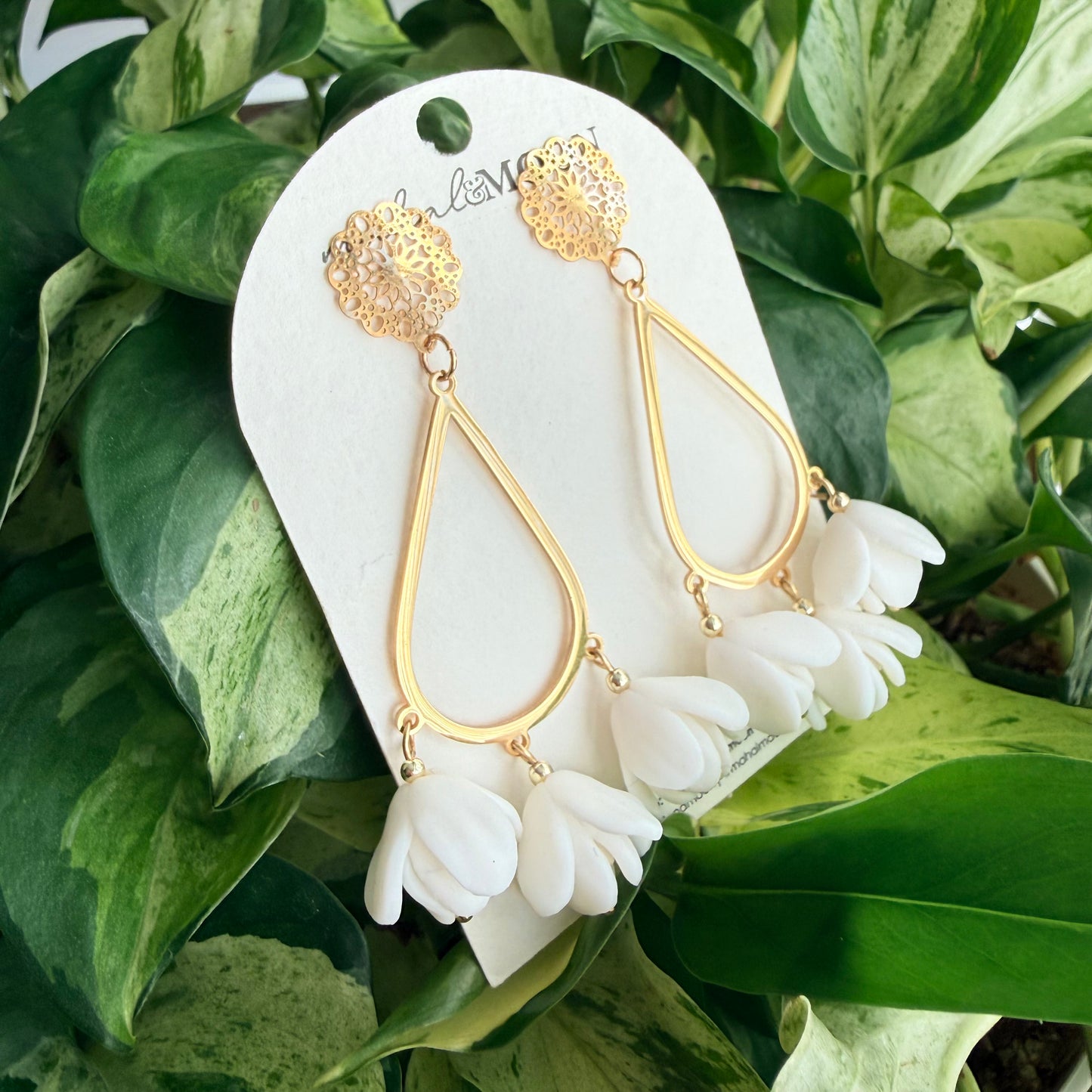 Sampaguita chandelier earrings