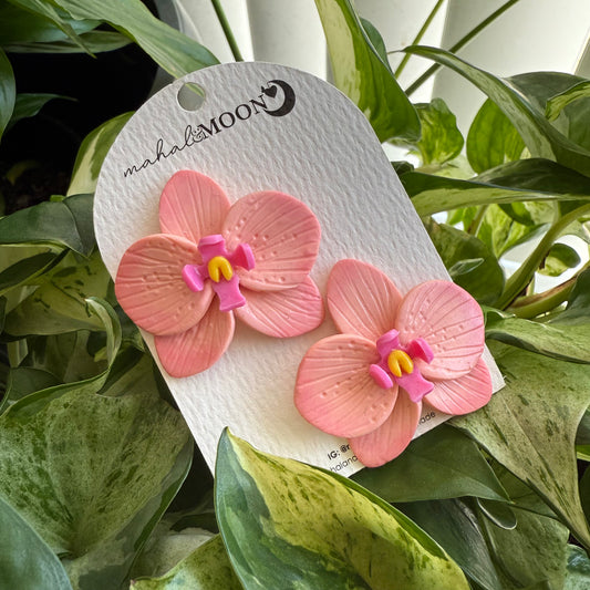 Large orchid studs