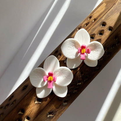 Large orchid studs