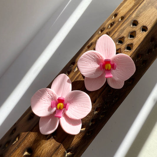 Large orchid studs